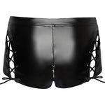 Noir Handmade Powerwetlook Laced Shorts | Angel Clothing