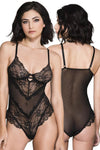 Music Legs Flower Lace and Back Mesh Teddy