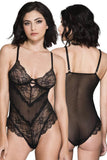 Music Legs Flower Lace and Back Mesh Teddy | Angel Clothing