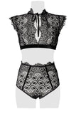 Grey Velvet Collared Lace Set | Angel Clothing