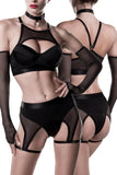 Grey Velvet Erotic Lingerie Set