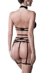 Grey Velvet Black Erotic Lingerie Set | Angel Clothing
