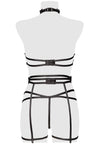 Grey Velvet Black Erotic Lingerie Set | Angel Clothing