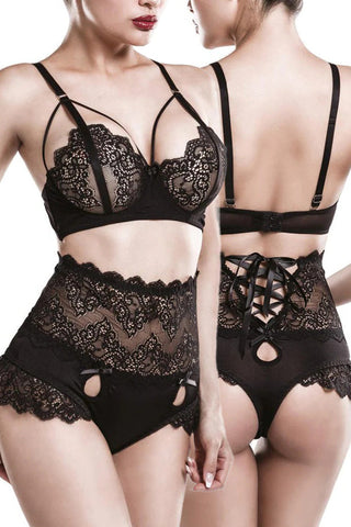 Grey Velvet Floral Lingerie Set