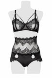 Grey Velvet Floral Lingerie Set (S, L) | Angel Clothing