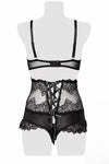 Grey Velvet Floral Lingerie Set | Angel Clothing