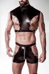 Grey Velvet Mens Leather Look Outfit | Angel Clothing