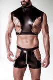 Grey Velvet Mens Leather Look Outfit | Angel Clothing