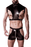 Grey Velvet Mens Leather Look Outfit | Angel Clothing