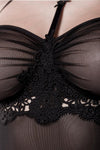 Grey Velvet Mesh Lingerie Set | Angel Clothing