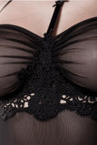 Grey Velvet Mesh Lingerie Set | Angel Clothing