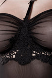 Grey Velvet Mesh Lingerie Set | Angel Clothing