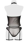 Grey Velvet Mesh Lingerie Set | Angel Clothing