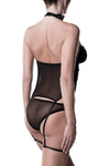 Grey Velvet Mesh Lingerie Set | Angel Clothing