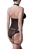 Grey Velvet Mesh Lingerie Set | Angel Clothing