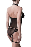 Grey Velvet Mesh Lingerie Set | Angel Clothing