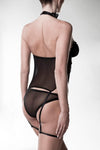 Grey Velvet Mesh Lingerie Set | Angel Clothing