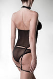 Grey Velvet Mesh Lingerie Set | Angel Clothing