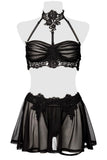 Grey Velvet Lingerie Set with Skirt (L/XL, 2XL/3XL) | Angel Clothing