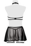 Grey Velvet Lingerie Set with Skirt (L/XL, 2XL/3XL) | Angel Clothing