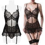 Grey Velvet Two-Part Lingerie Set | Angel Clothing