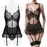 Grey Velvet Two-Part Lingerie Set | Angel Clothing