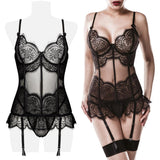 Grey Velvet Two-Part Lingerie Set (S, M, XL) | Angel Clothing