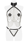 Grey Velvet Three-Part Chain Set | Angel Clothing