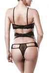 Grey Velvet Three-Part Lingerie Set | Angel Clothing