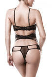 Grey Velvet Three-Part Lingerie Set | Angel Clothing
