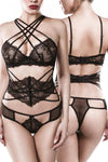 Grey Velvet Three-Part Lingerie Set