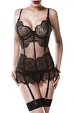 Grey Velvet Two-Part Lingerie Set (S, M, XL) | Angel Clothing