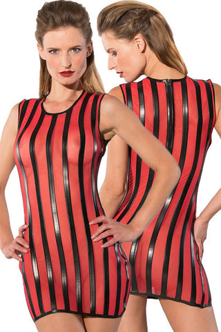 Guilty Pleasure Red Striped Datex Dress | Angel Clothing