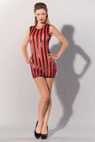 Guilty Pleasure Red Striped Datex Dress | Angel Clothing