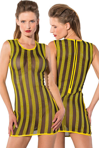 Guilty Pleasure Yellow Striped Datex Dress