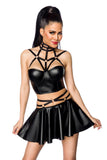 Saresia Harness Wetlook Set mit ausgestelltem Rock (XL/2XL) | Angel Clothing