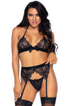 Leg Avenue Black Bra Top Lingerie Set | Angel Clothing