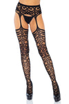 Leg Avenue Scroll Lace Garterbelt Stockings | Angel Clothing