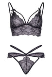 Leg Avenue Strappy Bralette and G-string Black | Angel Clothing