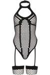 Leg Avenue Net Keyhole Halter Teddy | Angel Clothing
