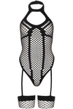Leg Avenue Net Keyhole Halter Teddy | Angel Clothing