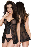 Music Legs Lace Trim Mesh Babydoll | Angel Clothing