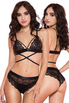 Music Legs Lace Criss Cross Lingerie Set