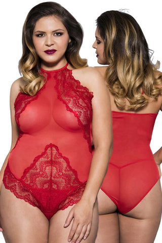 Music Legs Plus Size Teddy 80055Q Red | Angel Clothing