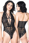 Music Legs Scalloped Trim Lace Teddy