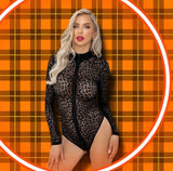 Noir Handmade Leopard Flock Bodysuit | Angel Clothing