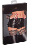 Noir Handmade Wetlook Shorts with Laced Pockets | Angel Clothing