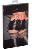 Noir Handmade Wetlook Shorts with Laced Pockets | Angel Clothing