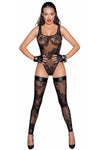 Noir Handmade Tulle Body with Patterned Flock Embroidery | Angel Clothing