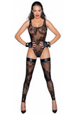 Noir Handmade Tulle Body with Patterned Flock Embroidery | Angel Clothing